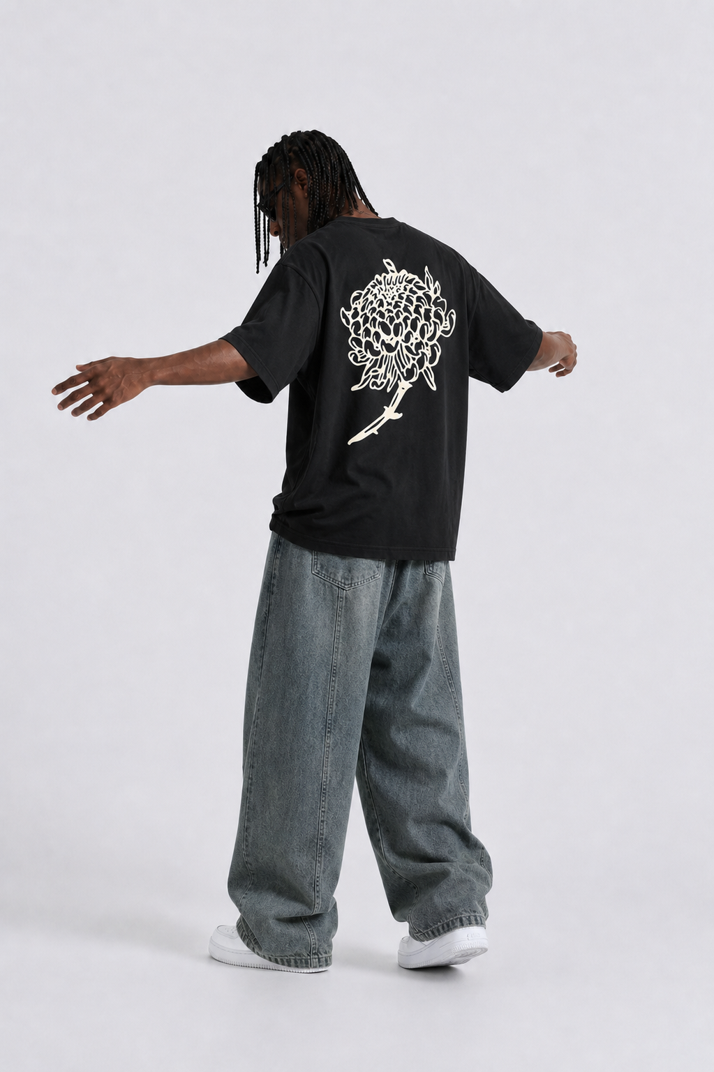Panel Stitch Wide Leg Jeans